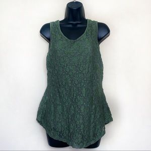 NWOT Cable & Gauge Hunter Green Lace Style Tank